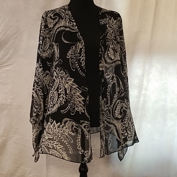 Style & Co. Tops - Navy blue and white sheer shrug